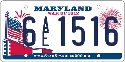 MD license plate 6AE1516