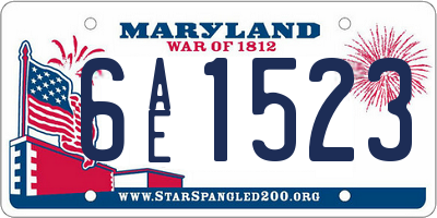 MD license plate 6AE1523