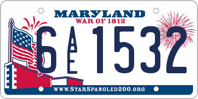 MD license plate 6AE1532