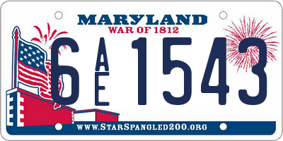MD license plate 6AE1543