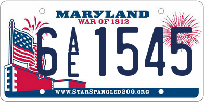 MD license plate 6AE1545