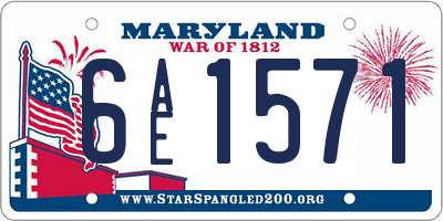 MD license plate 6AE1571