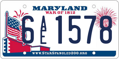 MD license plate 6AE1578