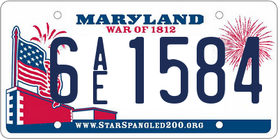 MD license plate 6AE1584