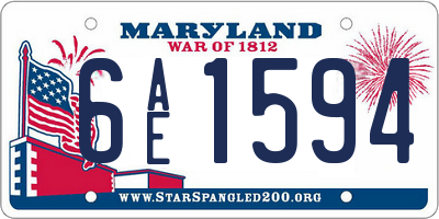 MD license plate 6AE1594