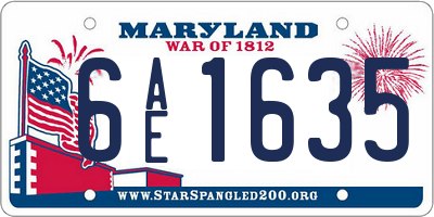 MD license plate 6AE1635