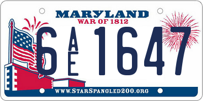 MD license plate 6AE1647