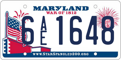 MD license plate 6AE1648