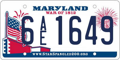 MD license plate 6AE1649