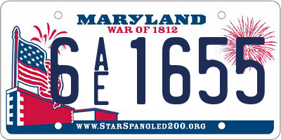 MD license plate 6AE1655