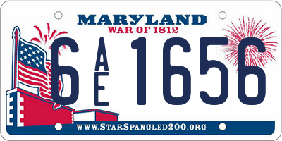 MD license plate 6AE1656