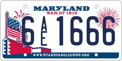 MD license plate 6AE1666