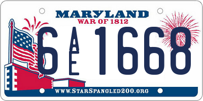 MD license plate 6AE1668