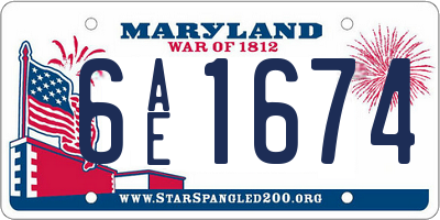 MD license plate 6AE1674