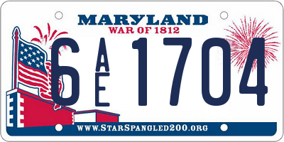MD license plate 6AE1704