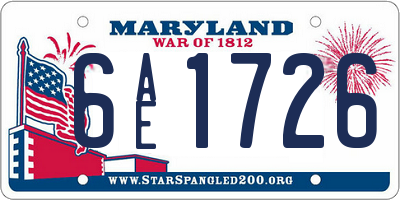 MD license plate 6AE1726