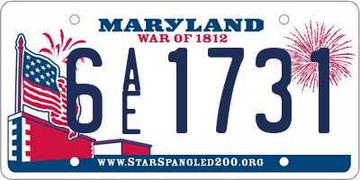 MD license plate 6AE1731