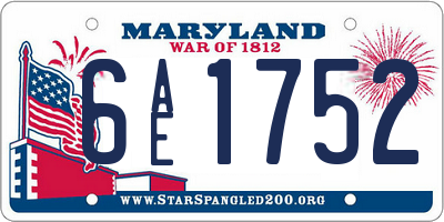 MD license plate 6AE1752
