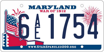MD license plate 6AE1754