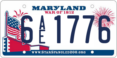 MD license plate 6AE1776