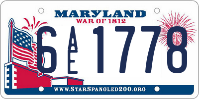 MD license plate 6AE1778