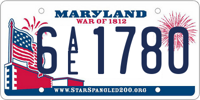 MD license plate 6AE1780