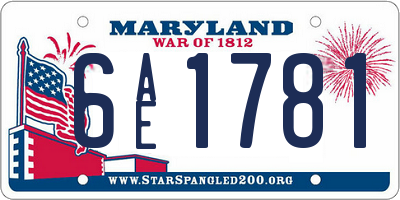 MD license plate 6AE1781