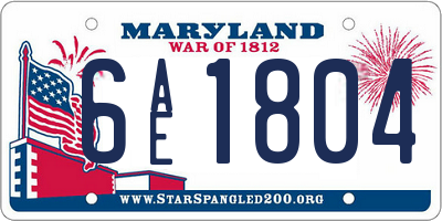 MD license plate 6AE1804
