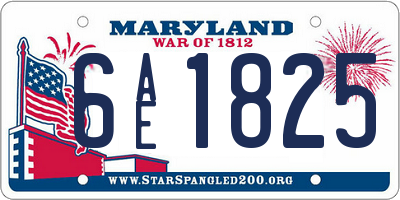 MD license plate 6AE1825