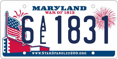 MD license plate 6AE1831