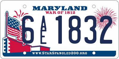 MD license plate 6AE1832