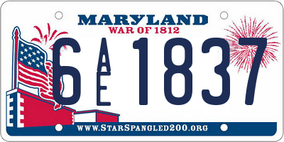 MD license plate 6AE1837