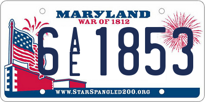 MD license plate 6AE1853