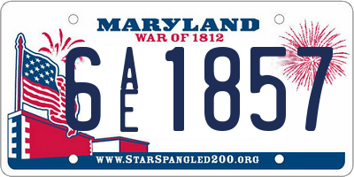 MD license plate 6AE1857