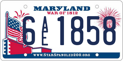 MD license plate 6AE1858