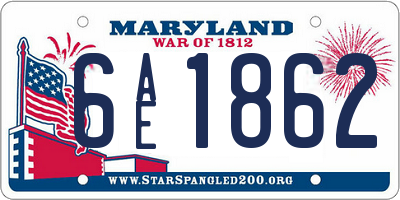 MD license plate 6AE1862