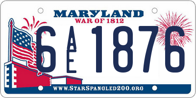 MD license plate 6AE1876