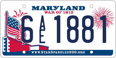 MD license plate 6AE1881