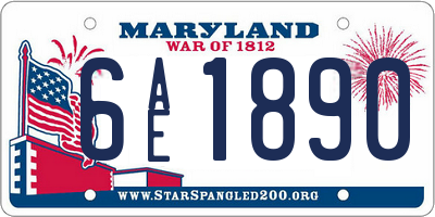 MD license plate 6AE1890