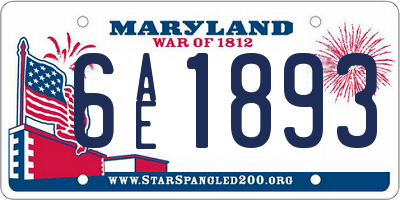MD license plate 6AE1893
