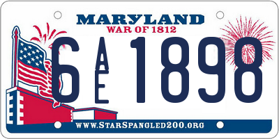 MD license plate 6AE1898