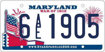 MD license plate 6AE1905
