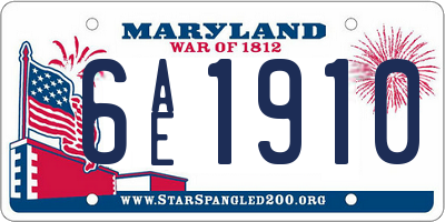 MD license plate 6AE1910