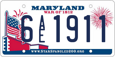 MD license plate 6AE1911