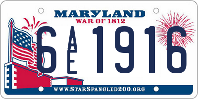 MD license plate 6AE1916