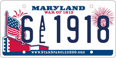 MD license plate 6AE1918