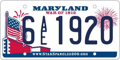 MD license plate 6AE1920
