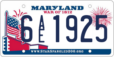 MD license plate 6AE1925