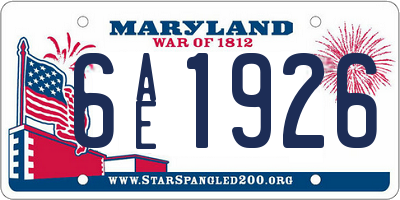 MD license plate 6AE1926