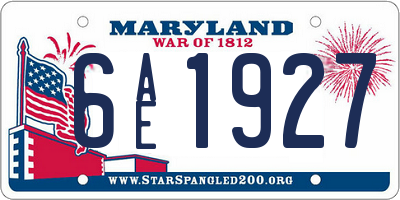 MD license plate 6AE1927